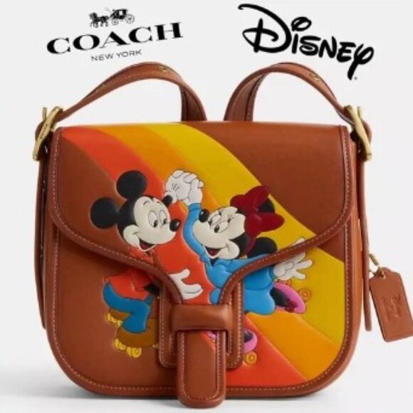 Coach Handbags - NWT Disney X Coach Courier Bag Mickey Mouse & Minnie Mouse Purse Leather